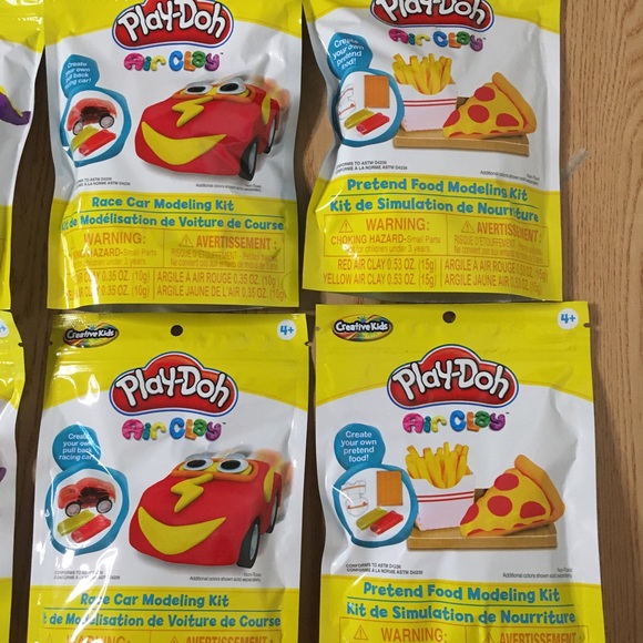 New Bundle Of 6 Play-Doh Air Clay Modeling Kits Include 2-Food 2-Race Car 2-Dino - Picture 3 of 7